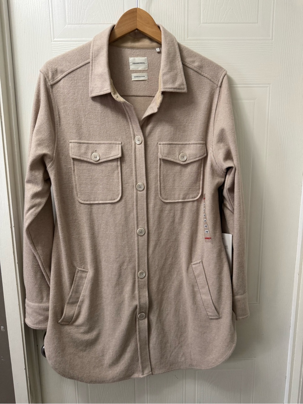 7 Diamonds Women's Taupe Beige Utility Shacket
